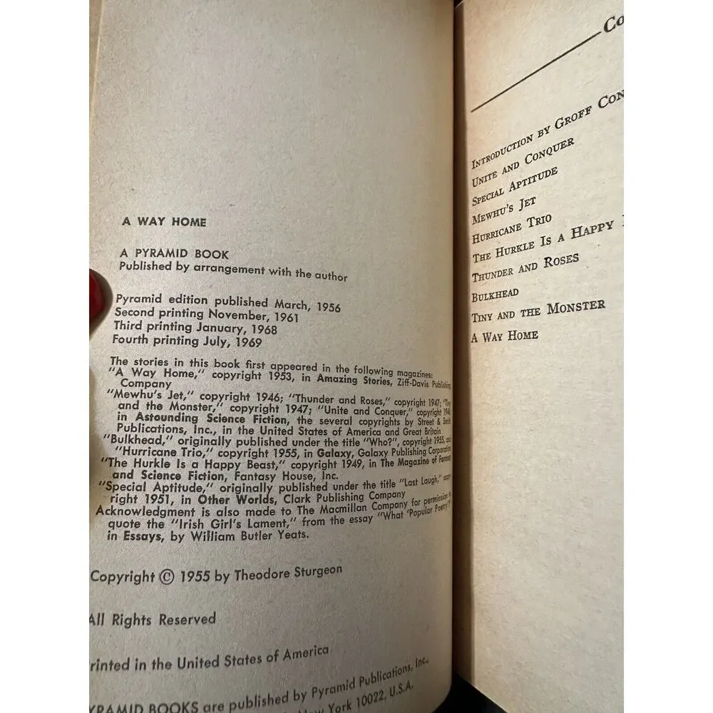 A Way Home by Theodore Sturgeon - vintage‎ 1969 Pyramid sci-fi paperback